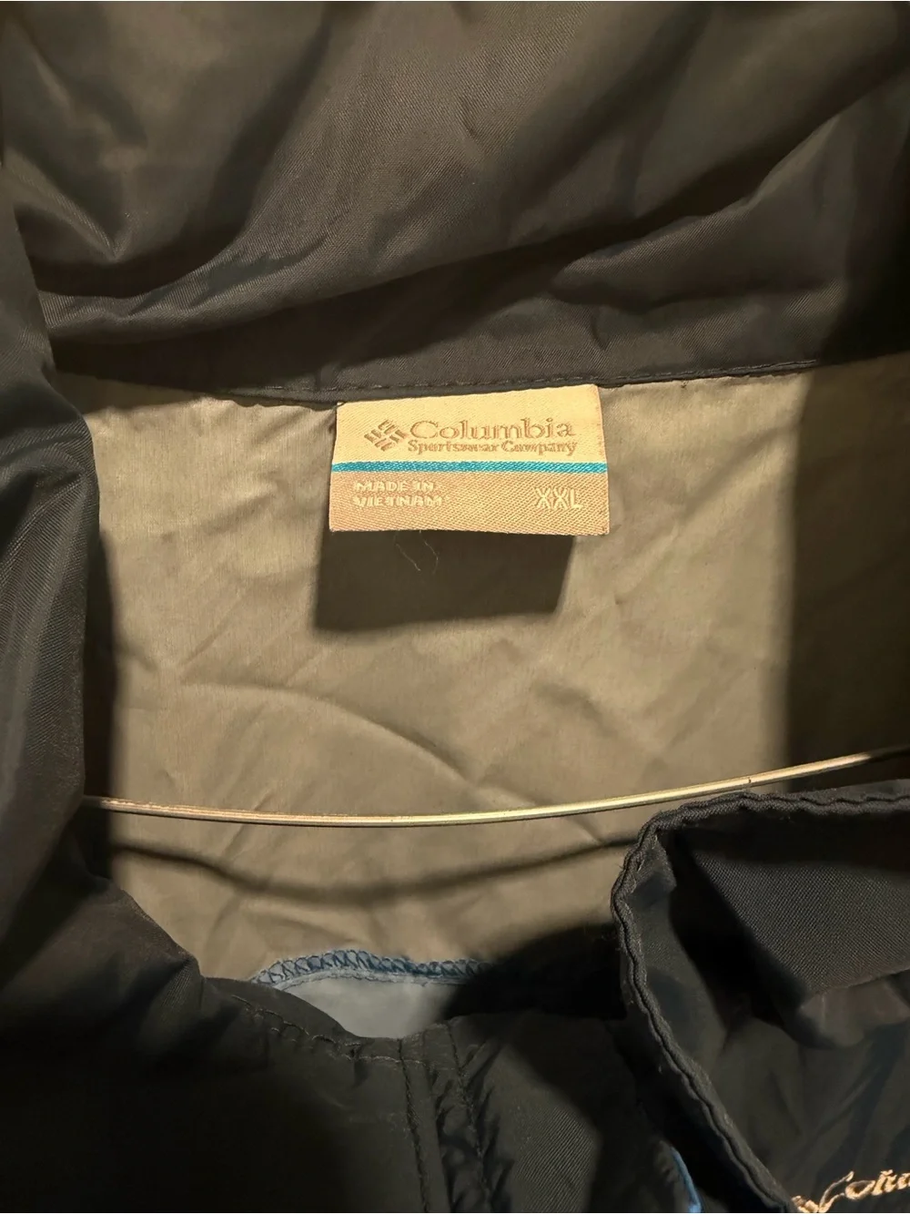Columbia Navy and Light Blue Hooded Packable Jacket